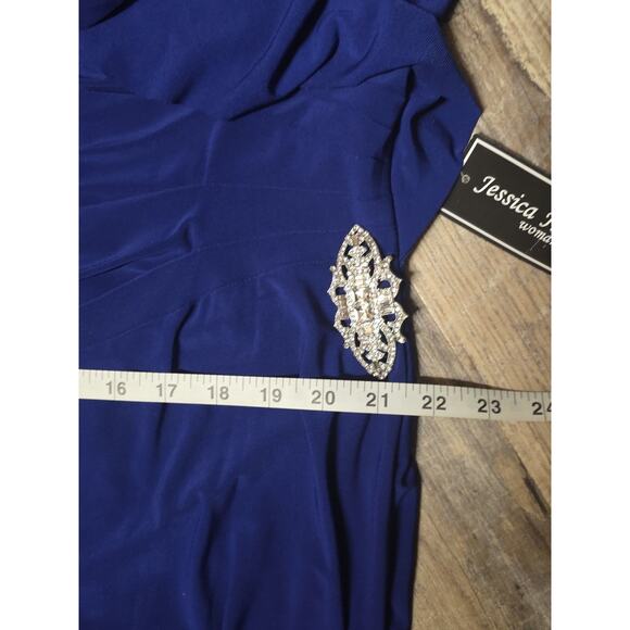 Jessica Howard 20W Cobalt Blue Evening Gown Ruffle Sleeve Chiffon Maxi Dress - Picture 4 of 8